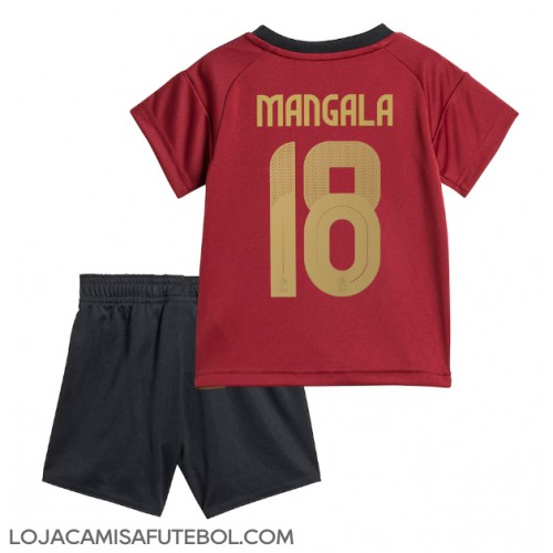 Camisa de Futebol Bélgica Orel Mangala #18 Equipamento Principal Infantil Europeu 2024 Manga Curta (+ Calças curtas)